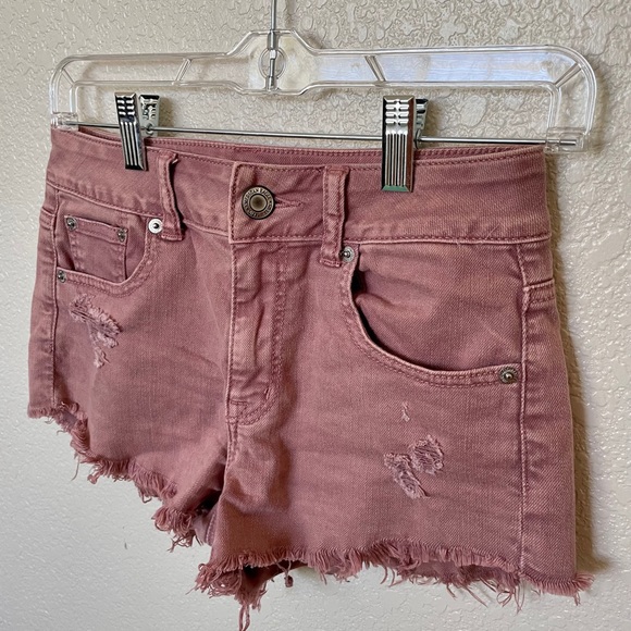 AE Mauve Distressed Shorts - Picture 2 of 7